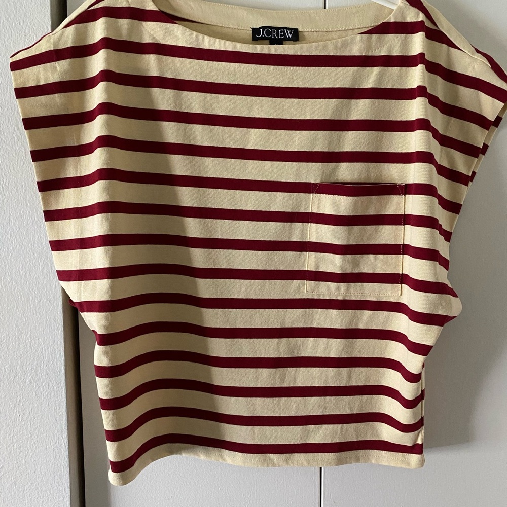 J. Crew Women's Striped Top - Red and Cream NWT